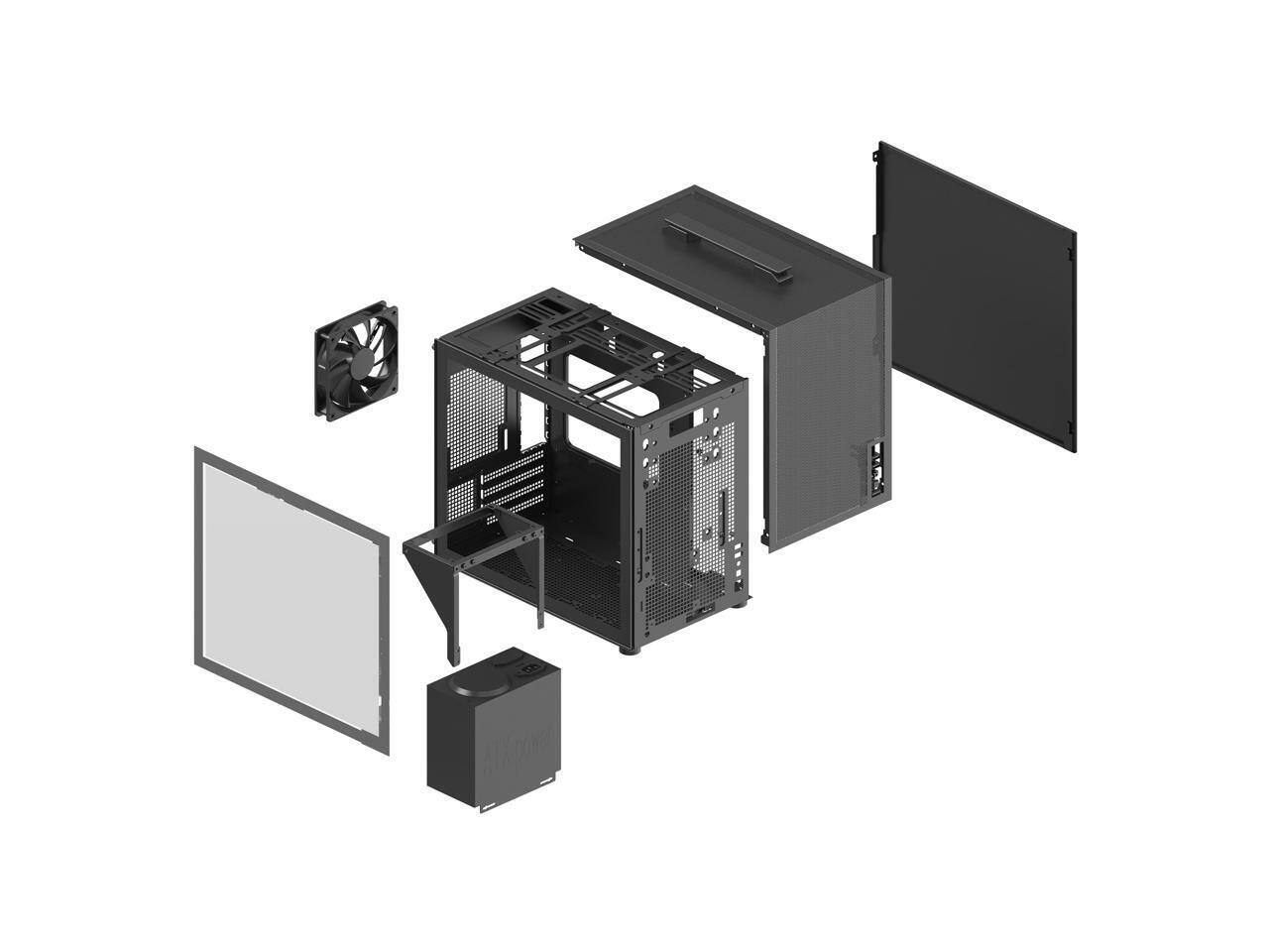 Alt View 4. Rosewill - micro atx mini tower pc case with pre-installed 400w power supply | lef - Black.