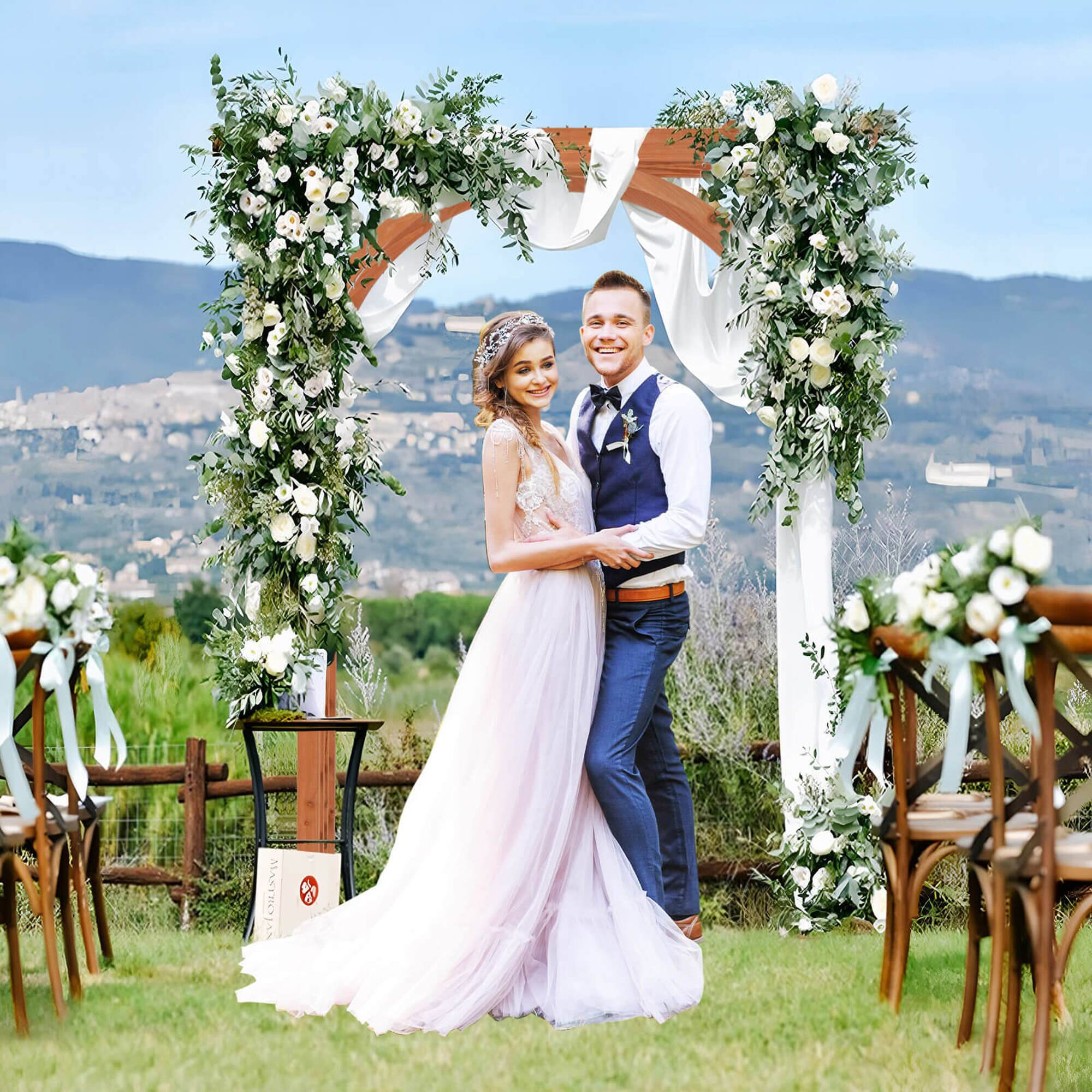 Alt View 4. Costway - Premium Outdoor Wooden Cedar Arbor Arch Pergola Trellis Wood Garden Yard Lattice - Orange.