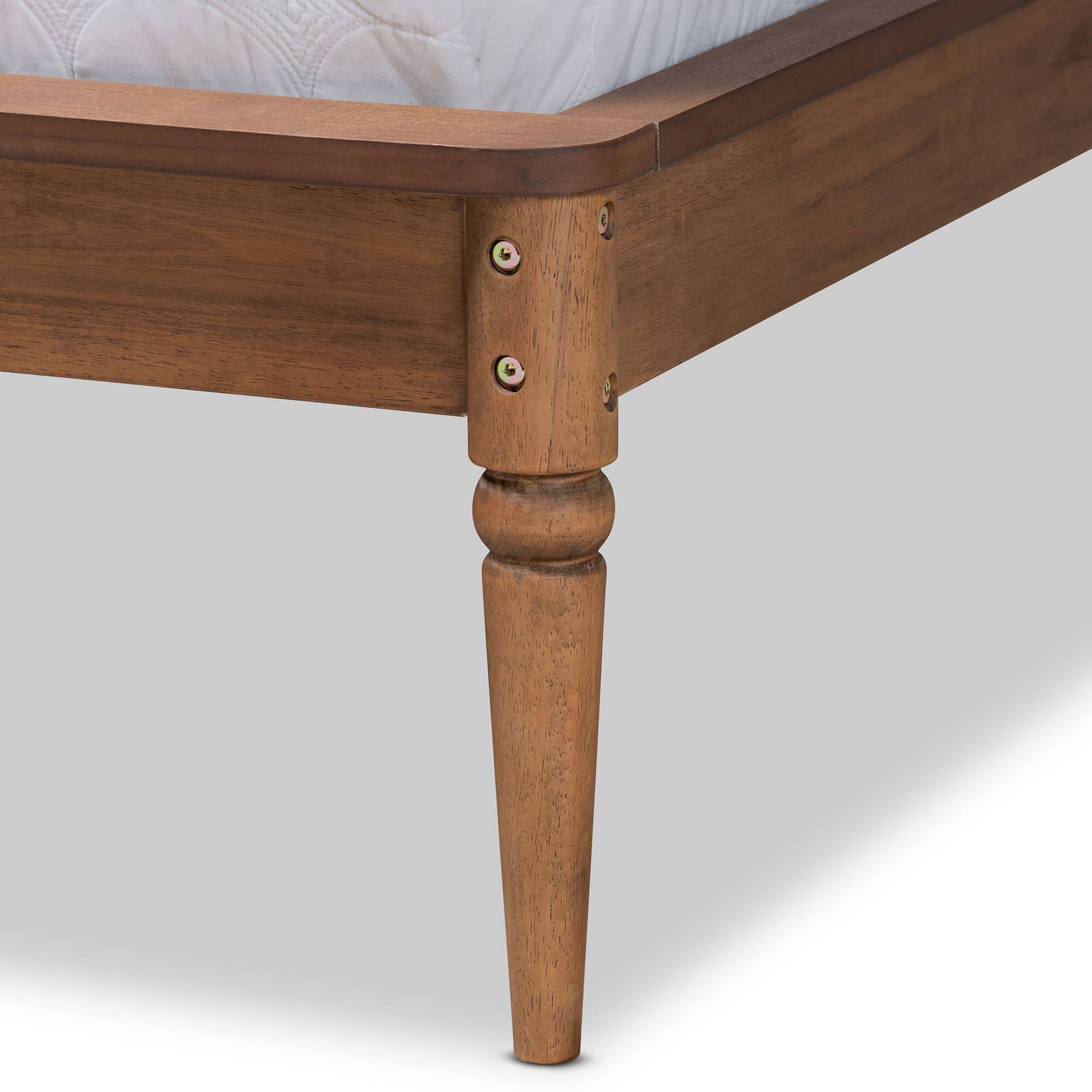 Back. Baxton Studio - Tallis Classic and Traditional Walnut Brown Finished Wood Queen Size Bed Frame - Walnut Brown.
