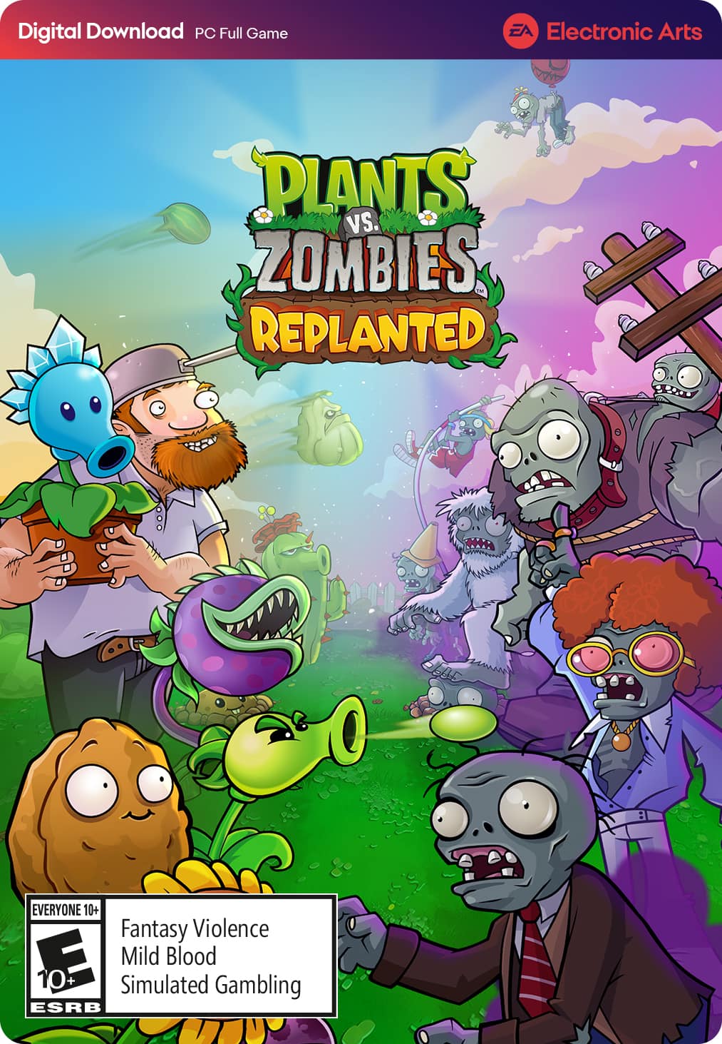 Digital Download PC Full Game  
Electronic Arts  

Plants vs. Zombies: Replanted  

Everyone 10+  
Fantasy Violence  
Mild Blood  
Simulated Gambling  

ESRB