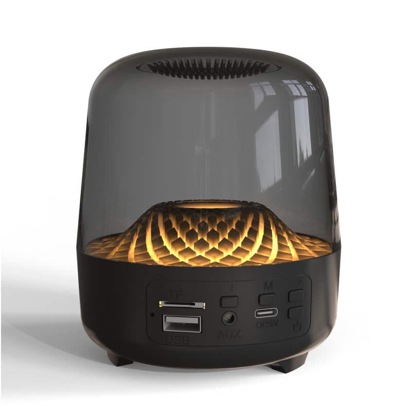 Cluzine - Glass Bluetooth Speaker with RGB Music Sync Light, 360° Subwoofer,Portable for Home