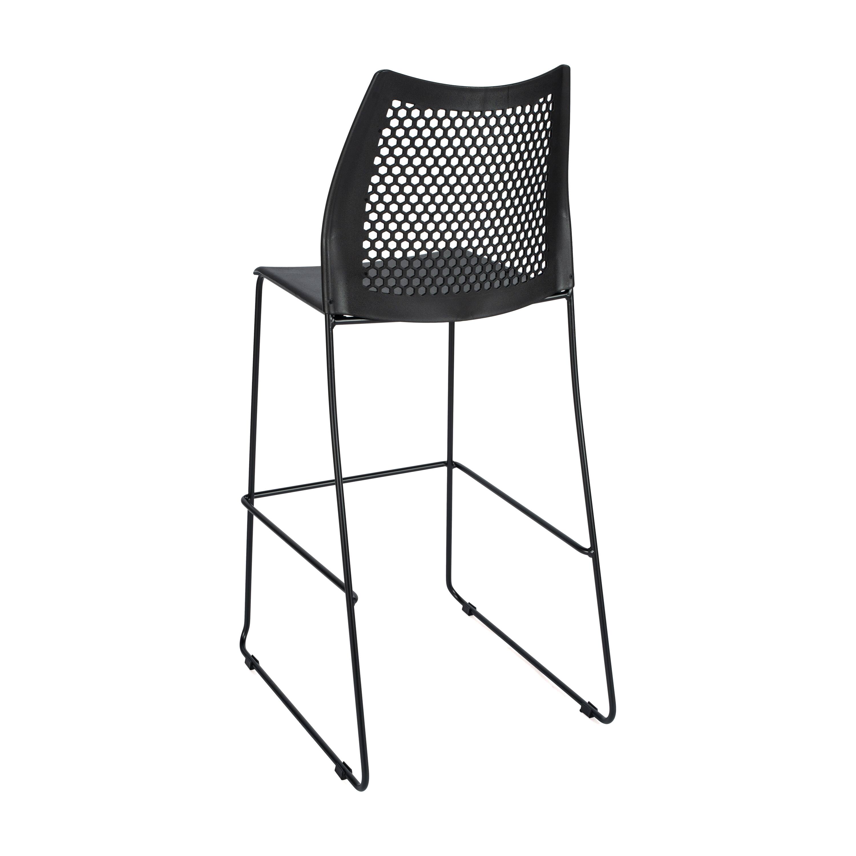 Back. Flash Furniture - HERCULES Stack Bar Stool with Air-Vent Back and Powder Coated Sled Base - Black.