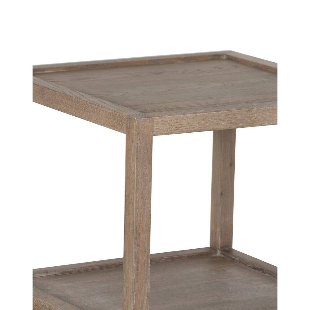 Alt View 3. Porter Designs - Lowell Solid White Oak Wood End Table - Brown.