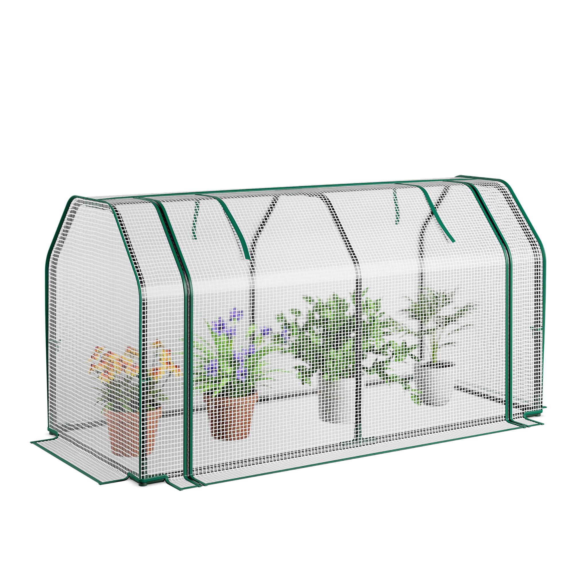 Costway - 47" x 22" x 24" Portable Mini Greenhouse with 2 Zipper Doors & Ground Stakes - Green