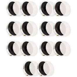 Theater Solutions by Goldwood - TSQ670 Flush Mount 70 Volt In Ceiling Speakers with 6.5" Woofers Quick Install 7 Pair Pack - Paintable White
