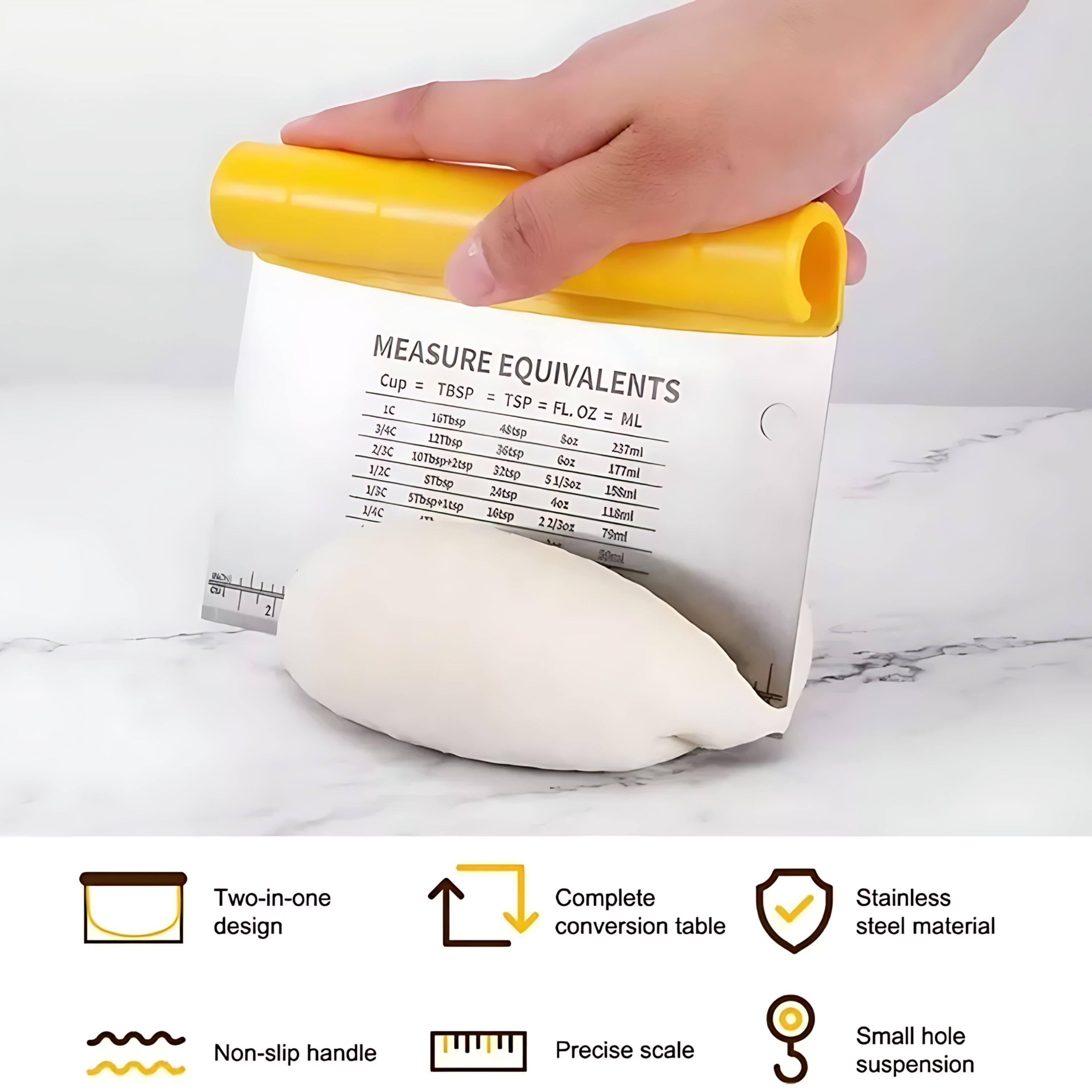 **Measure Equivalents**

**Cup = TBSP = TSP = FL. OZ = ML**

- 1C = 16TBSP = 48TSP = 8oz = 237ml
- 3/4C = 12TBSP = 36TSP = 6oz = 177ml
- 2/3C = 10TBSP + 2TSP = 32TSP = 5oz = 148ml
- 1/2C = 8TBSP = 24TSP = 4oz = 118ml
- 1/3C = 5TBSP + 1TSP = 16TSP = 2oz = 79ml
- 1/4C = 4TBSP = 12TSP = 1oz = 30ml

**Features:**

- Two-in-one design
- Complete conversion table
- Stainless steel material
- Non-slip handle
- Precise scale
- Small hole suspension