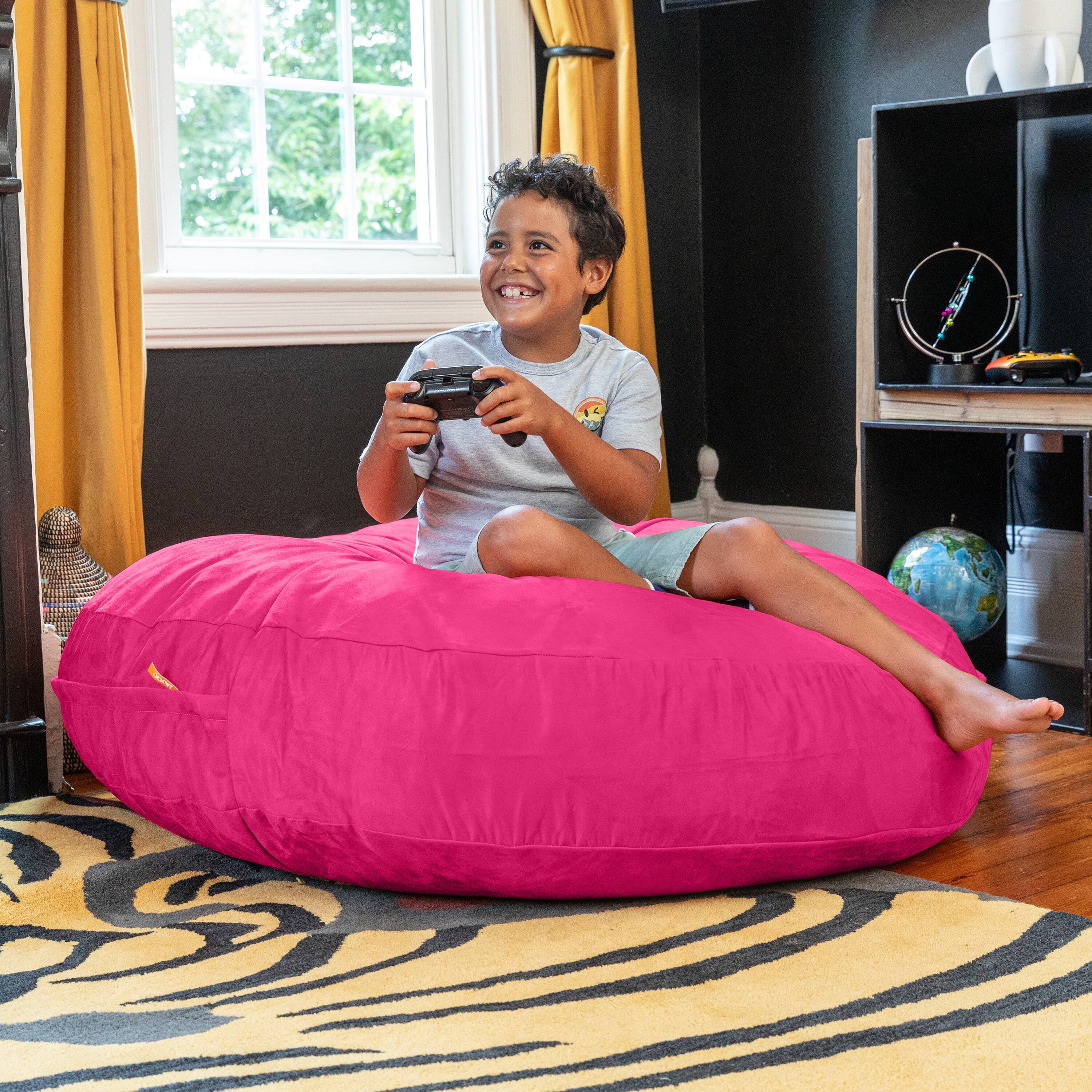 Alt View 2. Jaxx - Jaxx Cocoon 4 Foot Bean Bag Chair and Crash Pad, Fuchsia - Fuchsia.