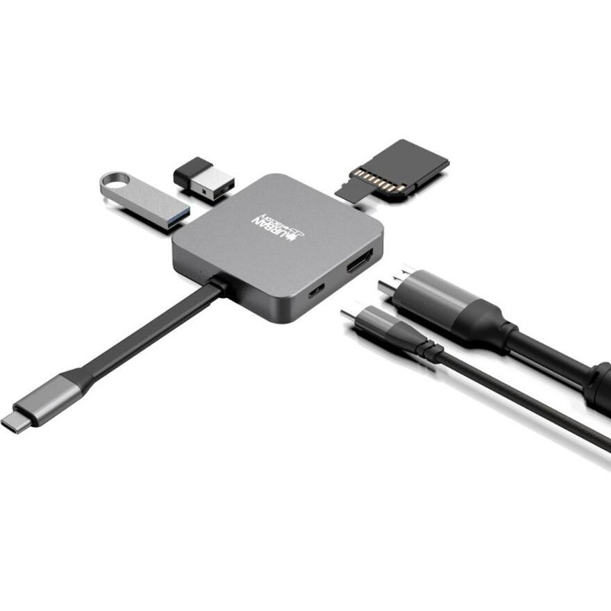 Alt View 4. Urban Factory - Urban Factory HUBEE LIGHT: 100W USB-C Mini Station - Memory Card Reader - SD, microSD - 100 W - USB Type C - 4K - 3840 x.