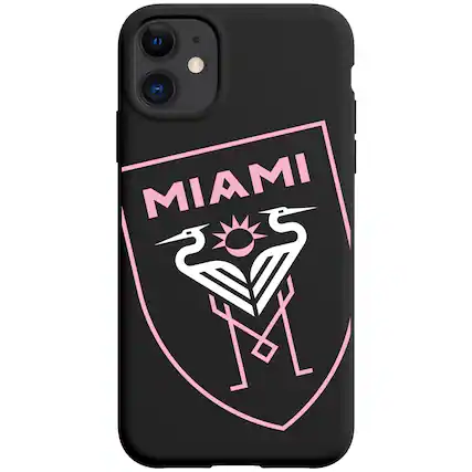 Front. Kas Brand - Black Inter Miami CF iPhone Tilted Shield Matte Case - Xs Max - Black.