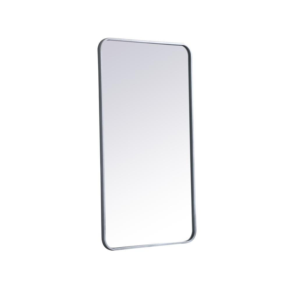 Left. Elegant Decor - Soft corner metal rectangular mirror 22x40 inch in Silver - Silver.