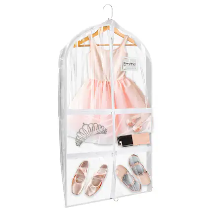 Front. Mber - 1 Pack 39" Dance Garment Bags For Dancers, Garment Bags For Dance Costumes, For Dance Competitions, Clear - Clear.