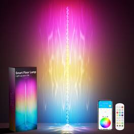 DAYBETTER - 58 in. Crystal Smart Dimmable Standard Floor Lp for Living Room, RGB Bluetooth Corner Light