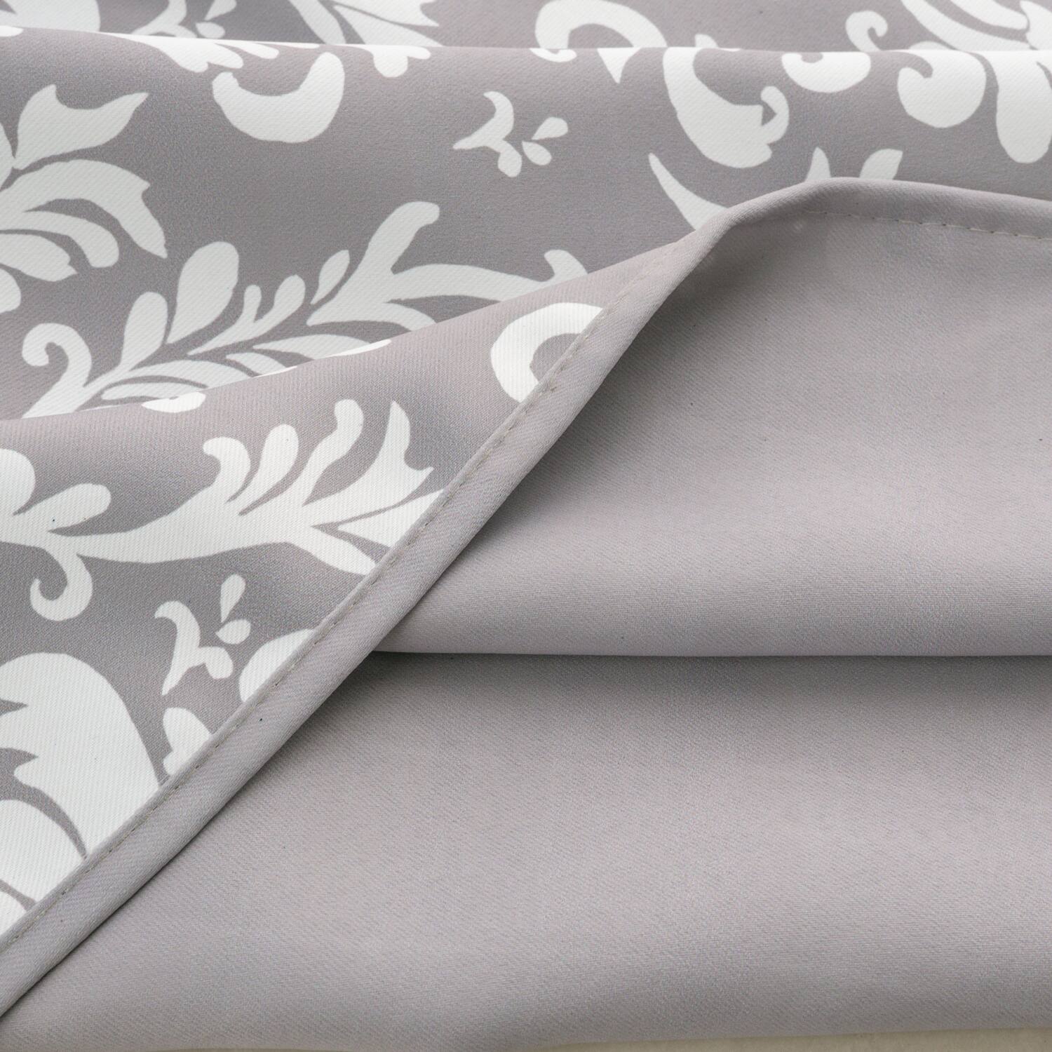 Back. Olivia Gray - Olivia Gray 100% Polyester 190 GSM Cressida Reversible Blackout Grommet Curtain Panel 54" x 84" Grey - Grey.