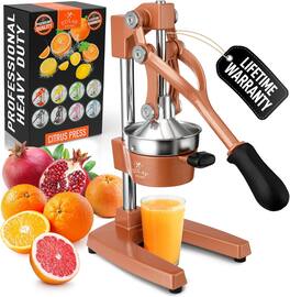 Zulay Kitchen - Cast-Iron Manual Citrus Press & Orange Squeezer Juicer - Rusted Brown