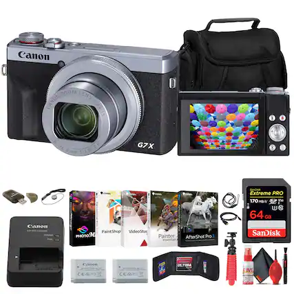 Canon Zoom Lens Canon 4.2x IS: 18-36.8mm 1:1.8-2.8 G7X
Canon One Charger
Canon Lens Corel Painter
PaintShop VideoStu
PHOTOM AfterShot Pro 3 Essentials
SanDisk Extreme PRO 170 MB/s V30 64 GB
Canon CE ULTIMA FAVE