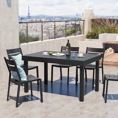 Alt View 7. Crestlive Products - Crestlive Products Large Patio All Aluminum Rust Resistant Extendable Outdoor Dining Table - Black.