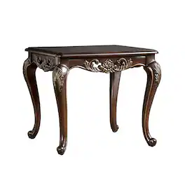 Manhattan Lane - Halie Side End Table, 28 Inch, Classic Cabriole Legs, Dark Brown Solid Wood - Java Brown