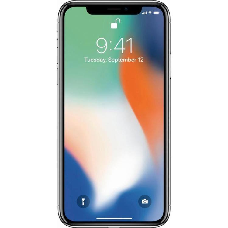 Apple - Refurbished Excellent - iPhone X A1865 (Fully Unlocked) 256GB w/ Pre-Installed Tempered Glass - Silver