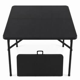 Costway - 34" Folding Table with Carrying Handle, Plastic Table - Black