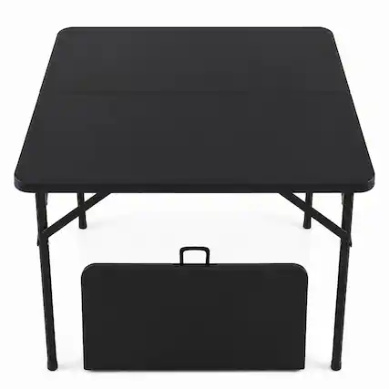 Front. Costway - Costway 34" Folding Table with Carrying Handle, Plastic Table - Black.