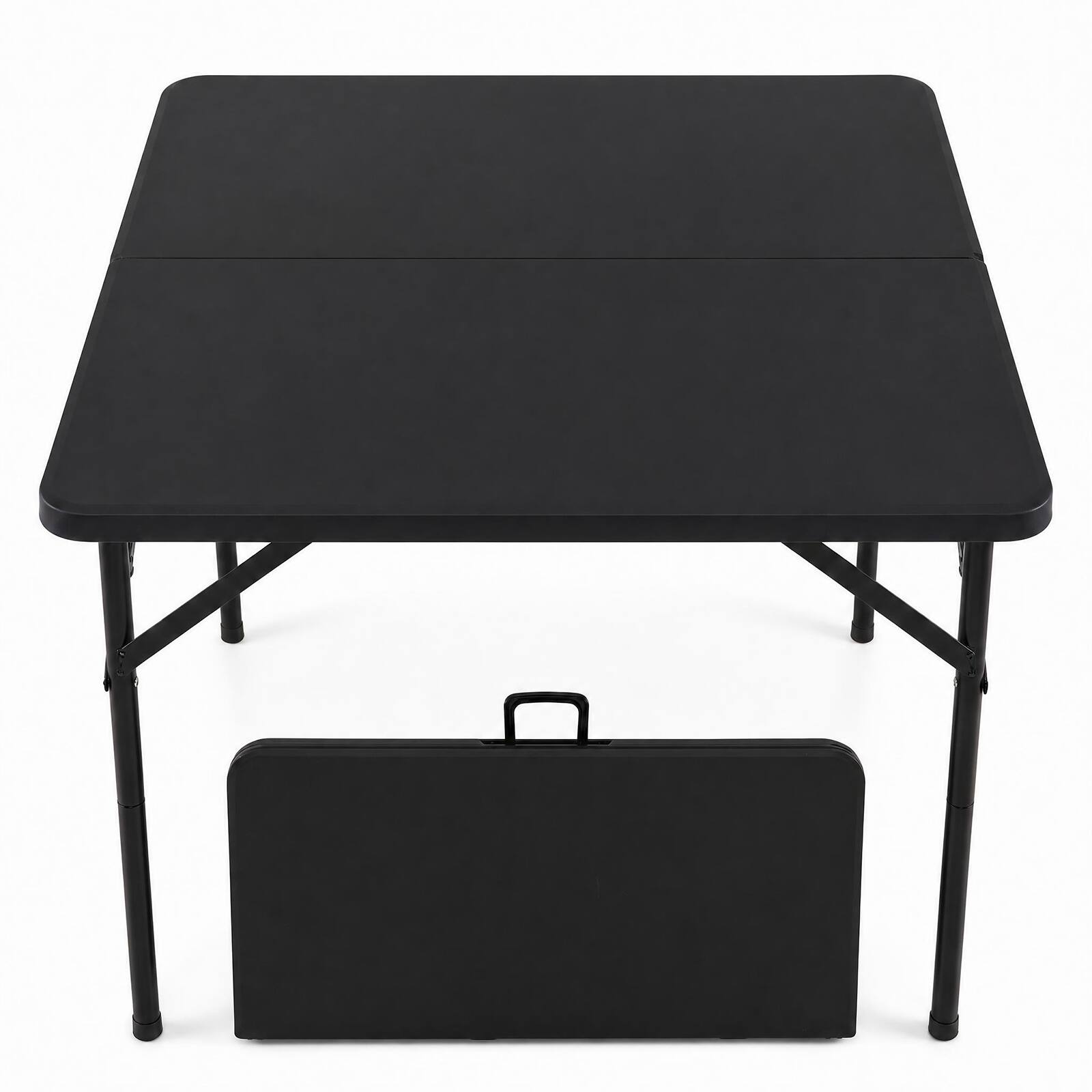 Front. Costway - Costway 34" Folding Table with Carrying Handle, Plastic Table - Black.
