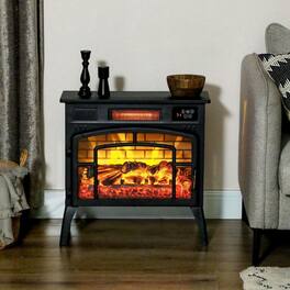 Kadyn - Electric Fireplace Stove, Infrared Fireplace Heater with Realistic Flame & Adjustable Temperature, 1500W, Black