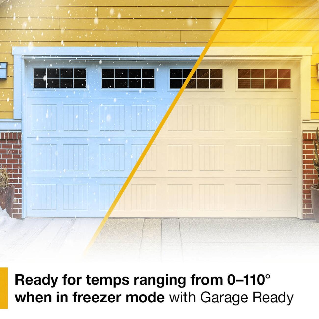 Ready for temps ranging from 0–110° when in freezer mode with Garage Ready