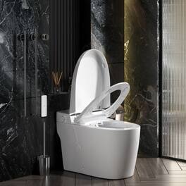 Ecooso - Smart Bidet Toilet with Foot Sensor Flush, Auto Open Lid, Heated Water, Multi Wash Modes and Tankless Sleek Design - White