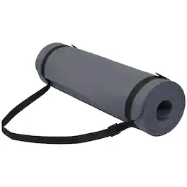Fitvids - 1/2" Thick High Density Exercise Yoga Mat, Carrying Strap - Graphite