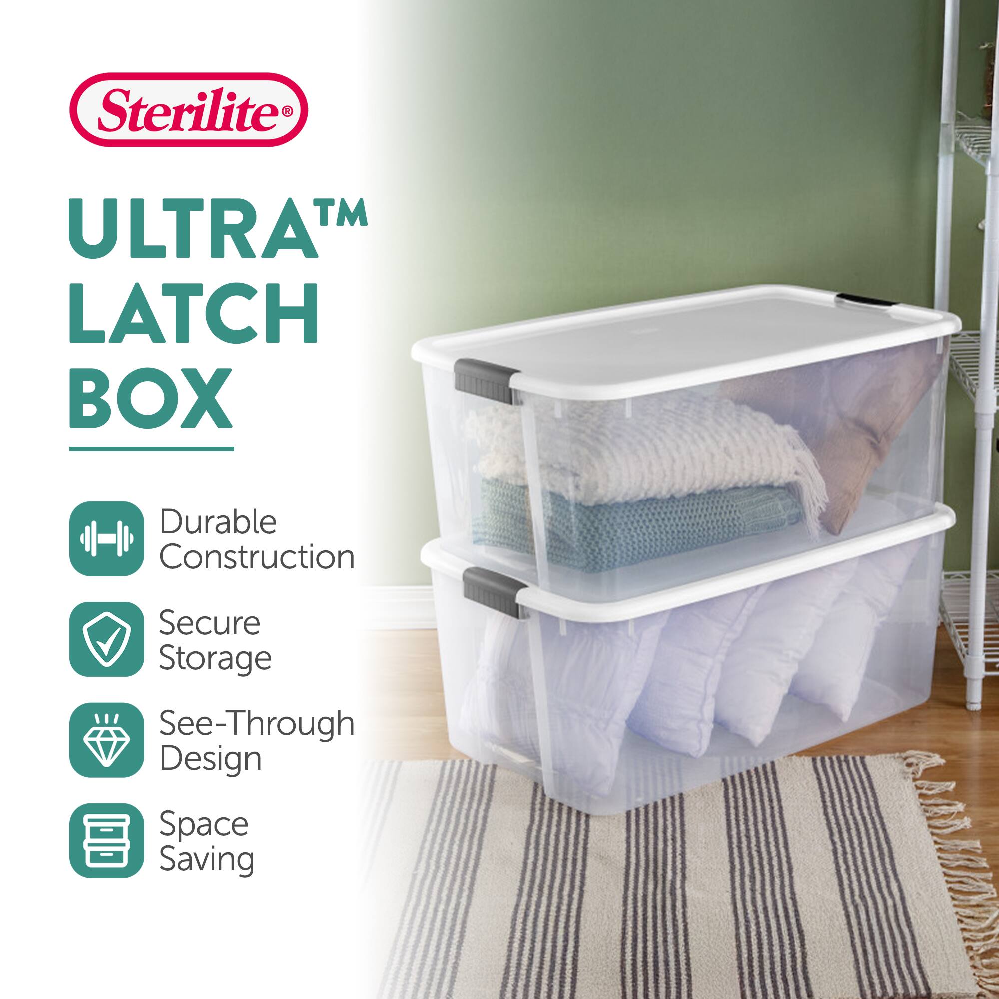Sterilite® ULTRA™ LATCH BOX

- Durable Construction
- Secure Storage
- See-Through Design
- Space Saving