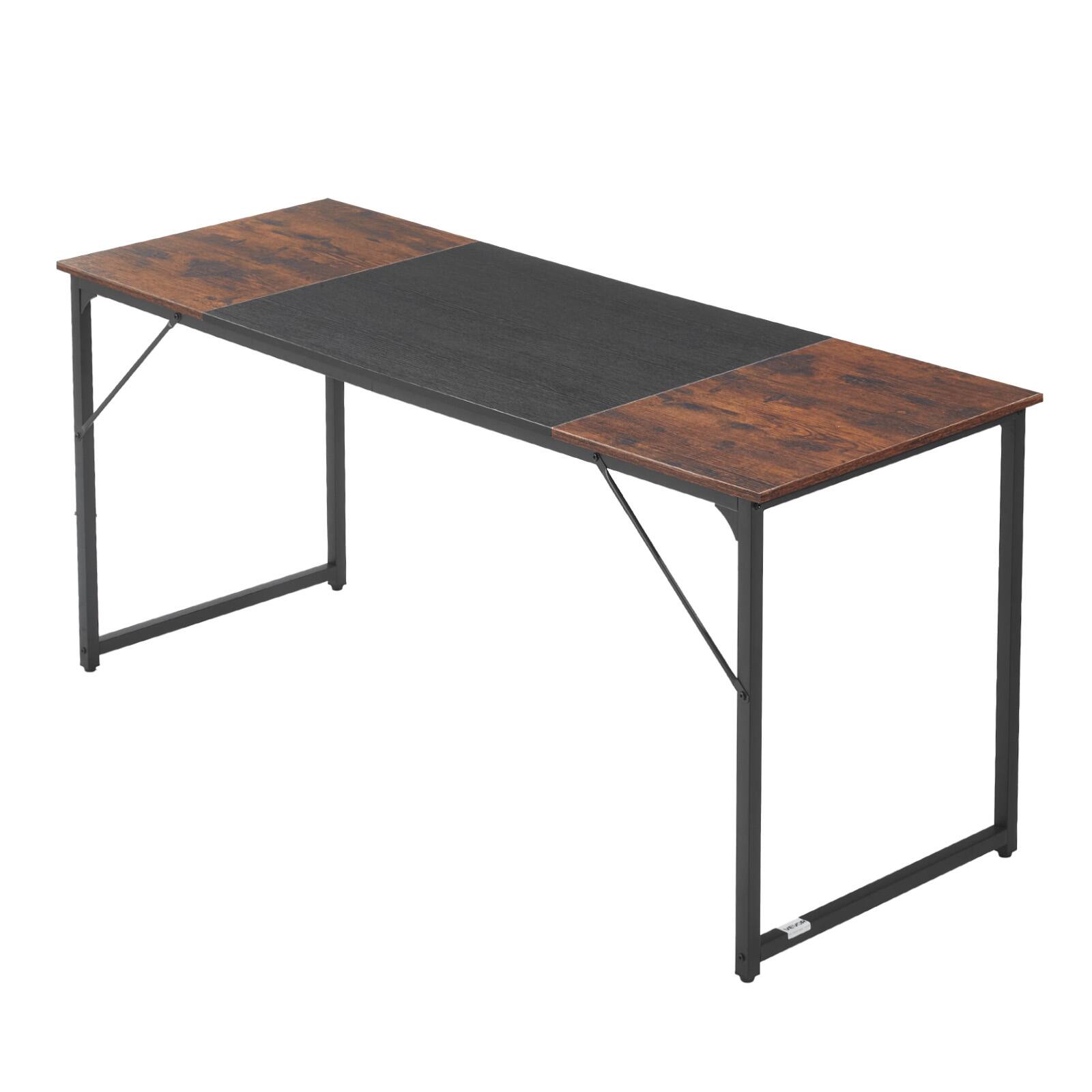 Alt View 5. VEVOR - Computer Desk, 63 Inch Office Gaming Desk for Home Office, Writing Study Work Modern Simple Table with Metal Frame - Black and Brown + Black Legs.