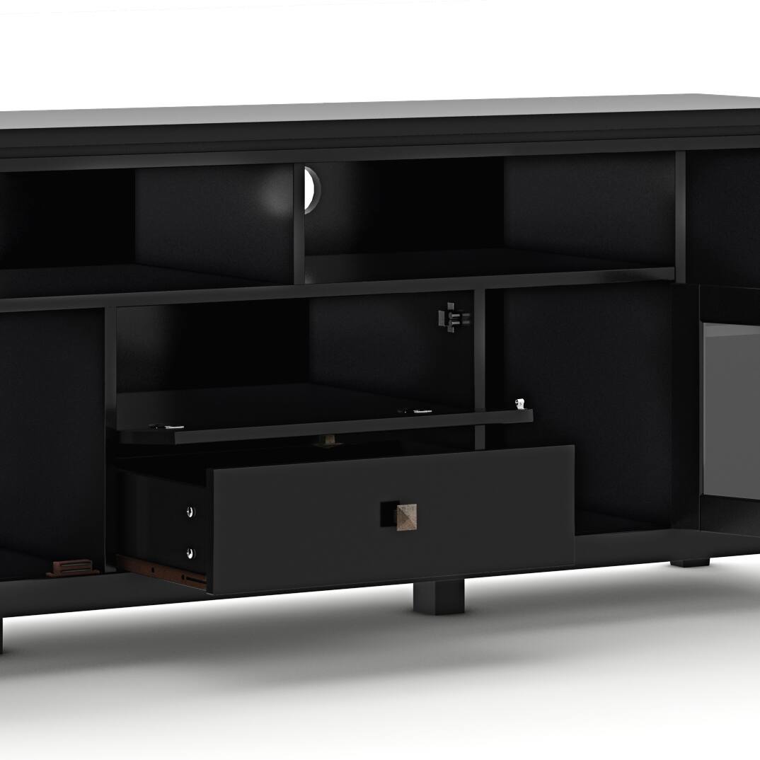Alt View 1. Simpli Home - Cosmopolitan SOLID WOOD 72 inch Wide TV Media Stand in Black For TVs up to 80 inches - Black.