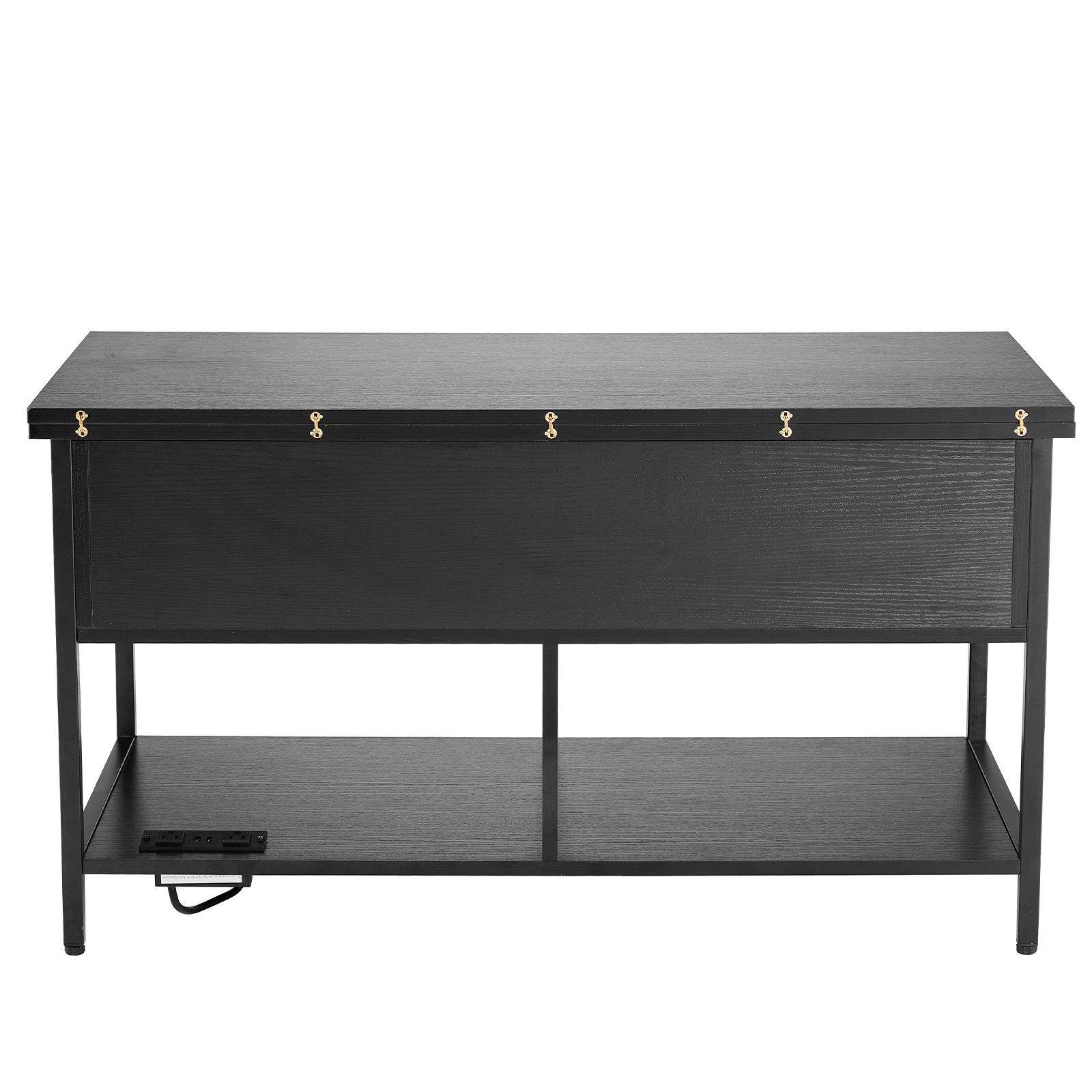 Alt View 9. Glintex - Rectangle Lift Top Coffee Table with Storage, Flip Top Design, Power Strip & USB Ports for Living Room - Black.
