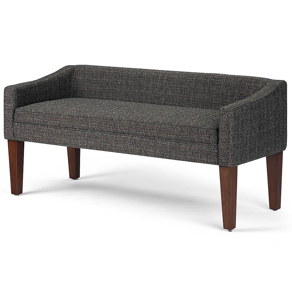Angle. Simpli Home - Parris Upholstered Bench - Dark Grey.