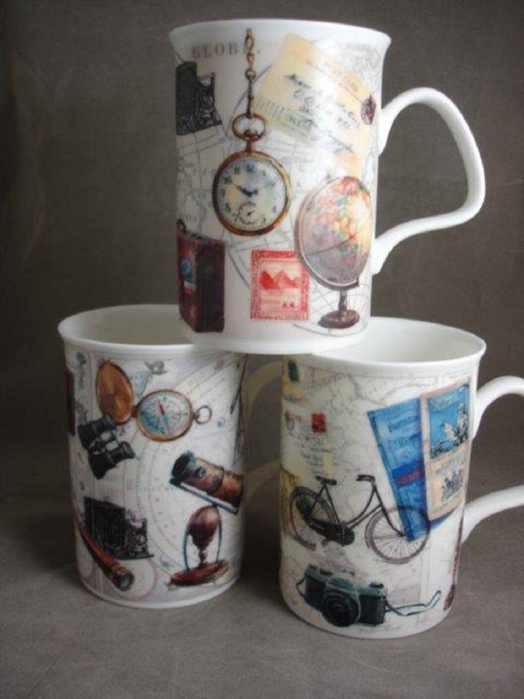 Alt View 1. Jiallo - Roy Kirkham Lancaster Mug - Pastimes Set of 6, Bone China Ceramic Made in England - Mutli color.