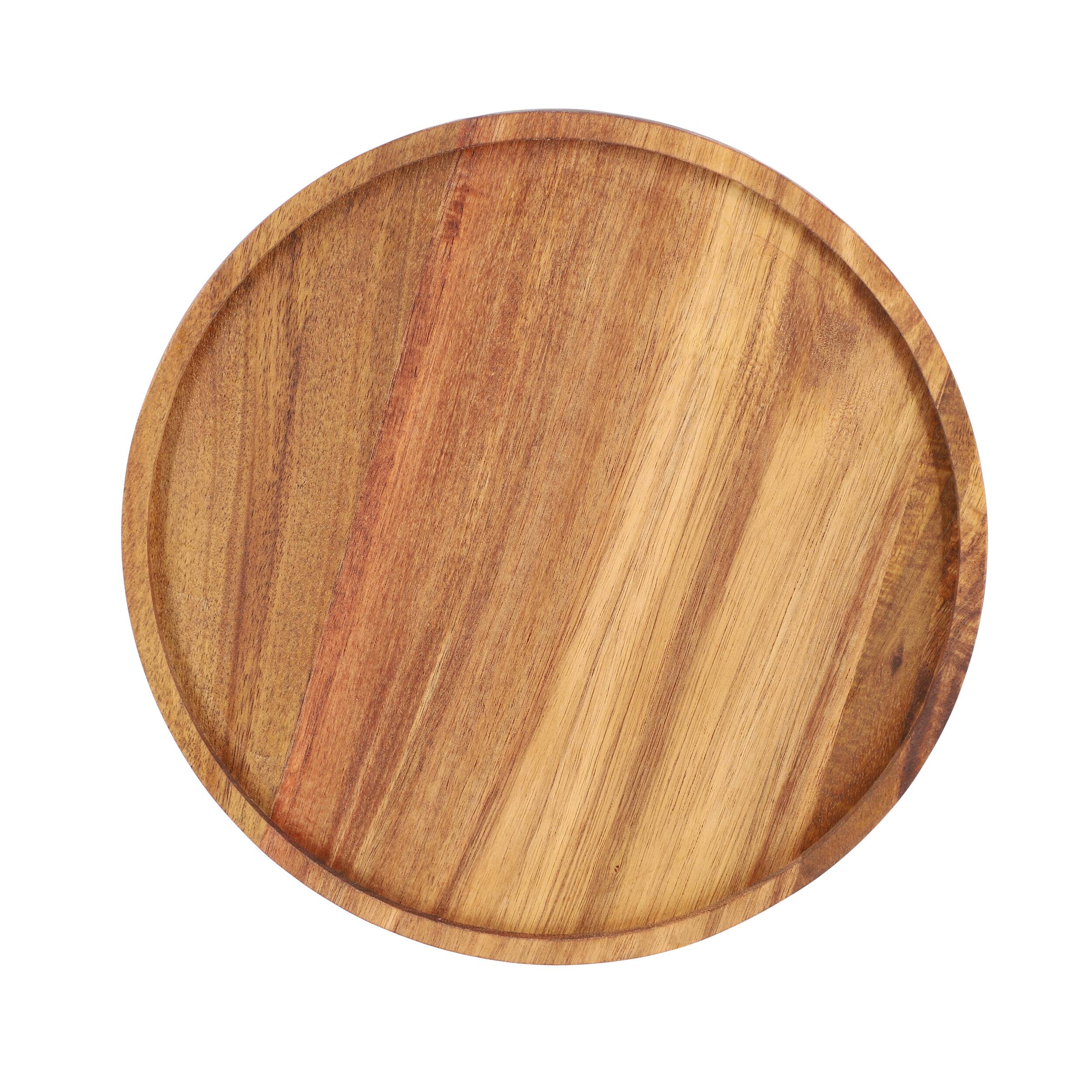 Left. MegaChef - MegaChef 10 Inch Acacia Wood Lazy Susan Tray - Brown.