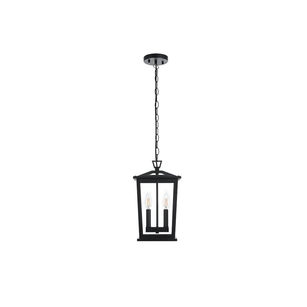 Back. Elegant Lighting - Berks 7 inch Outdoor Pendant in Black - Black.