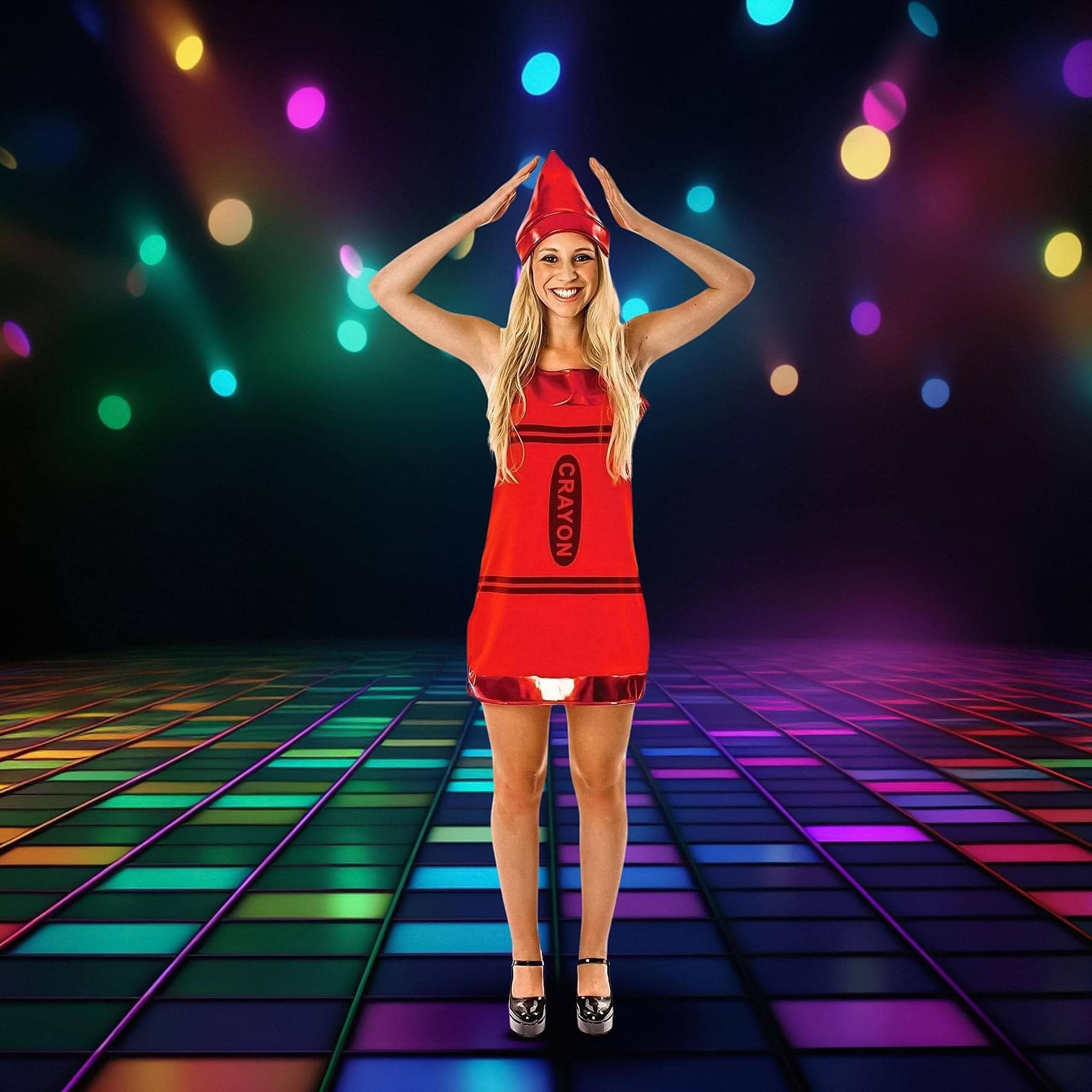 Alt View 2. Busy Bee - Women's Red Crayon Costume Dress - Small - Red.