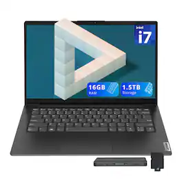 Lenovo - V14 G4 14" FHD Laptop,Intel Core i7-13620H,16GB RAM,512GB SSD+1TB Dock Set,Intel UHD Graphics,Wi-Fi 6,Win11 - Black