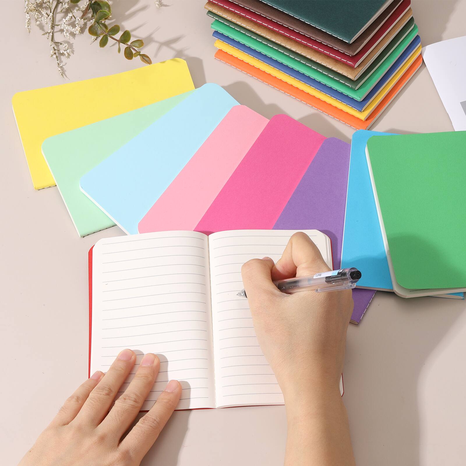 Alt View 5. Unique Bargains - 4pcs A6 Notebook, Mini Pocket Kraft Memo Notepads Lined Sketchbook 3.5x5.5 Inch 30 Sheets for Office Travel - Dark Blue.