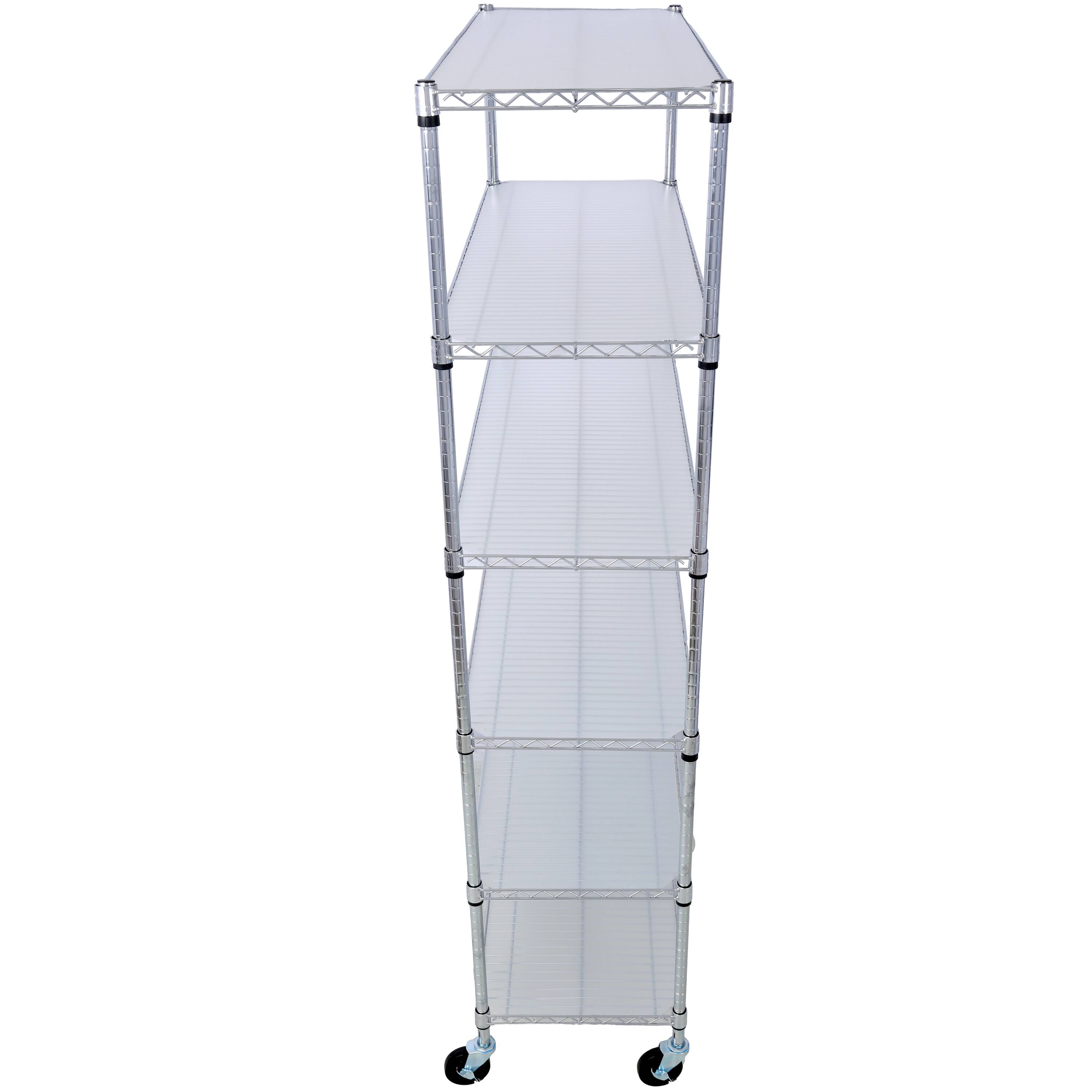 Alt View 1. COWLOWN - 6-Tier NSF Wire Shelving Unit 6000 lb Adjustable Metal Storage Rack with Wheels and Shelf Liners Chrome 84 x 48 x 20 in - Chrome.