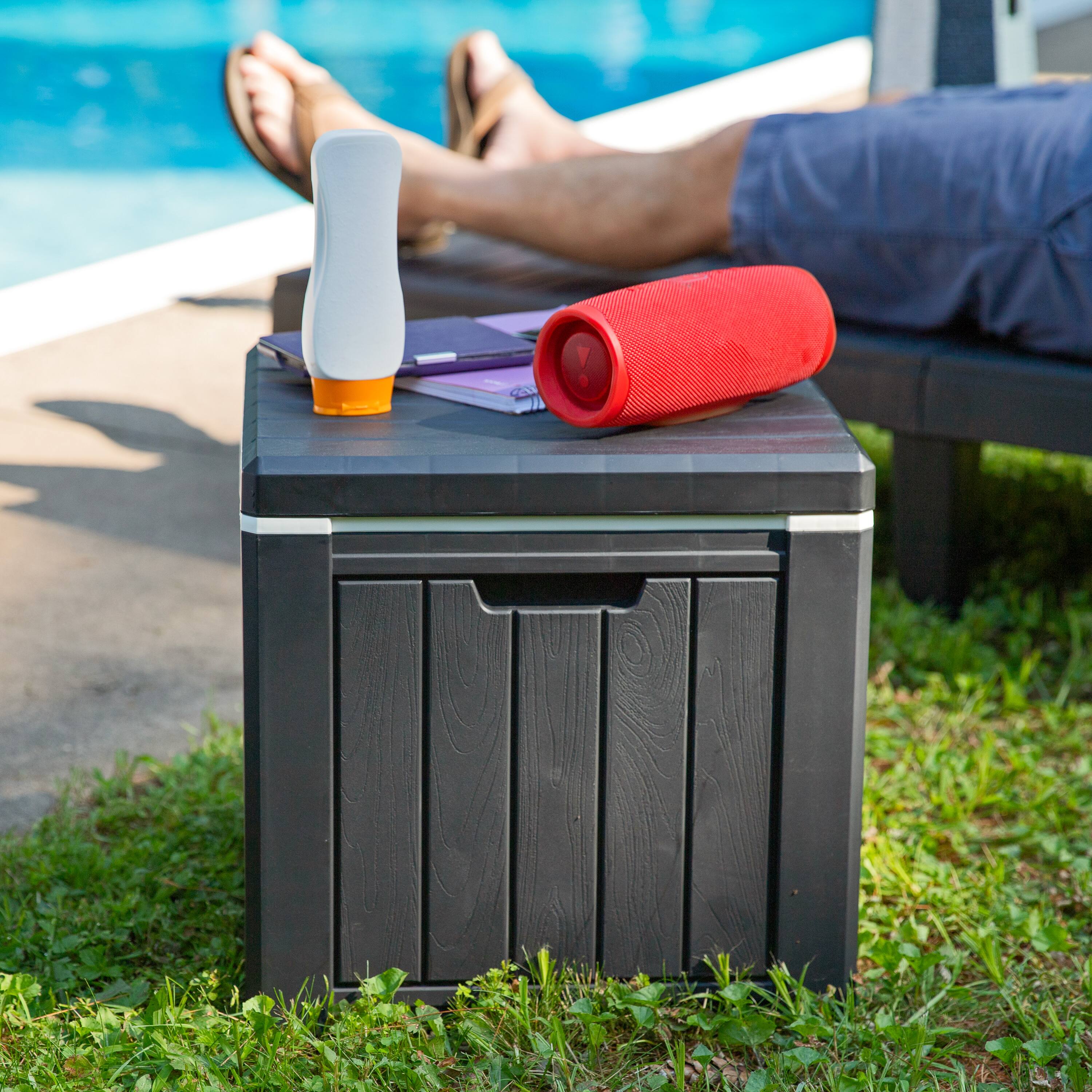 Alt View 2. Sunnydaze - 9-Gallon Outdoor Polypropylene Resin Cooler Box - Black.