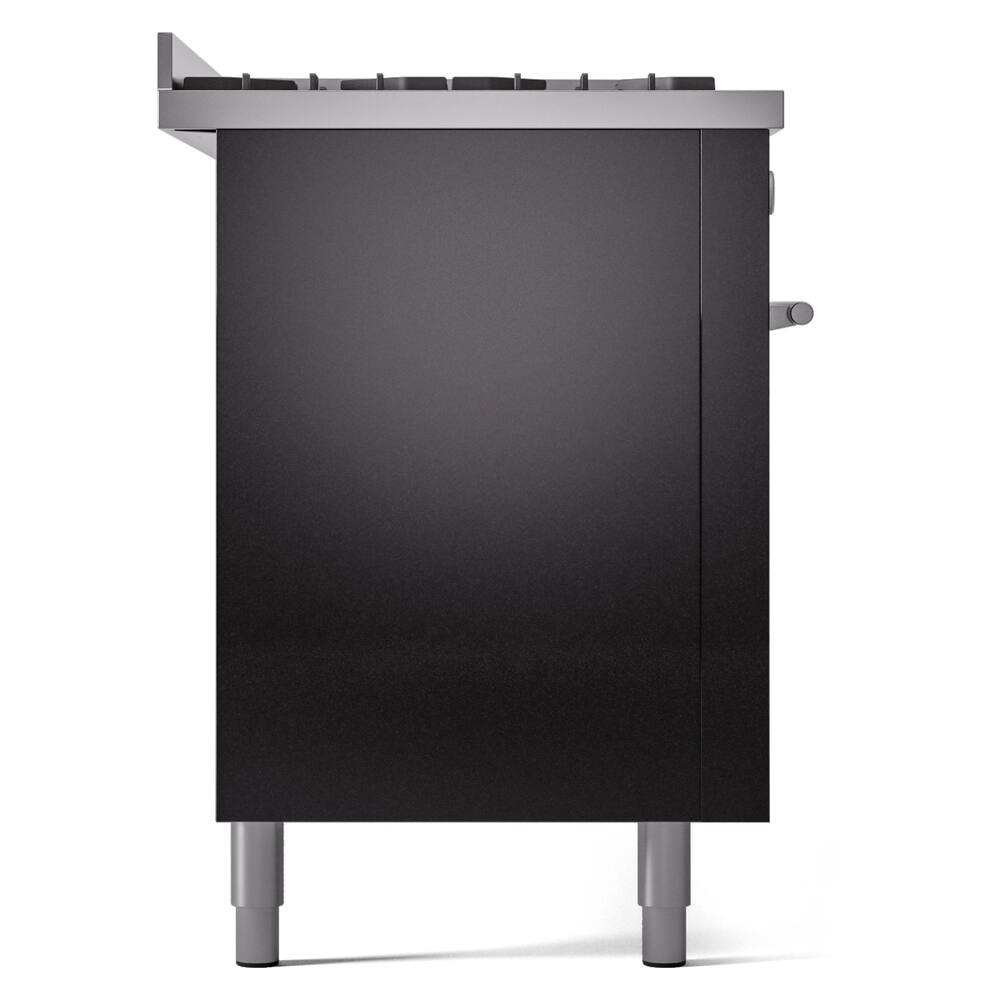 Alt View 8. ILVE - ILVE Professional Plus II Series 60 in. Dual Fuel Range with 7 Sealed Burners + Griddle (Natural Gas, Satin Trim) - Glossy Black.