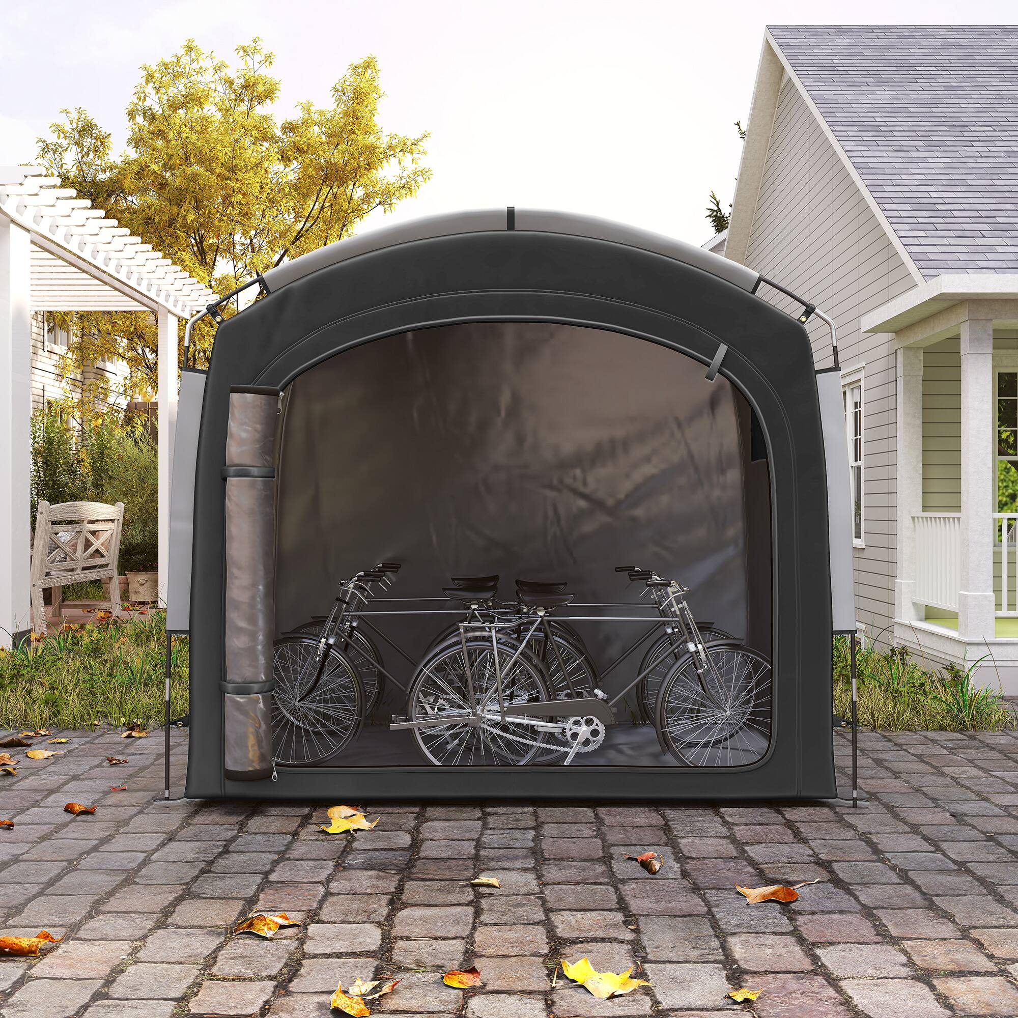Alt View 8. Outsunny - Storage Shed Tent - Black.