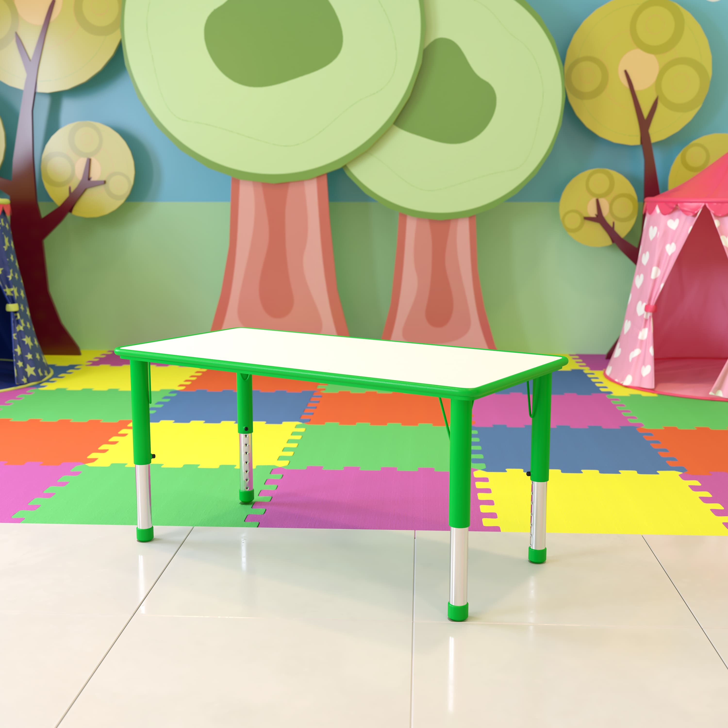 "Alamont Home - Wren 23.625""W x 47.25""L Rectangular Plastic Activity Table with Grey Top - Green" price history on PriceWatchPro