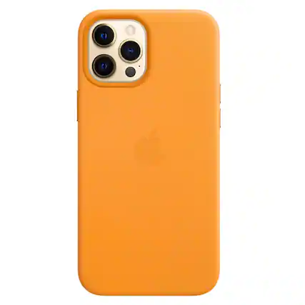 Front. Apple - Apple Leather Case for iPhone 12 Pro Max (A2342, A2410, A2412, A2411) - California Poppy - California Poppy.