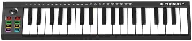 GARVEE - 37-Key USB MIDI Controller Keyboard - Compact Black Design for Music Production & Control