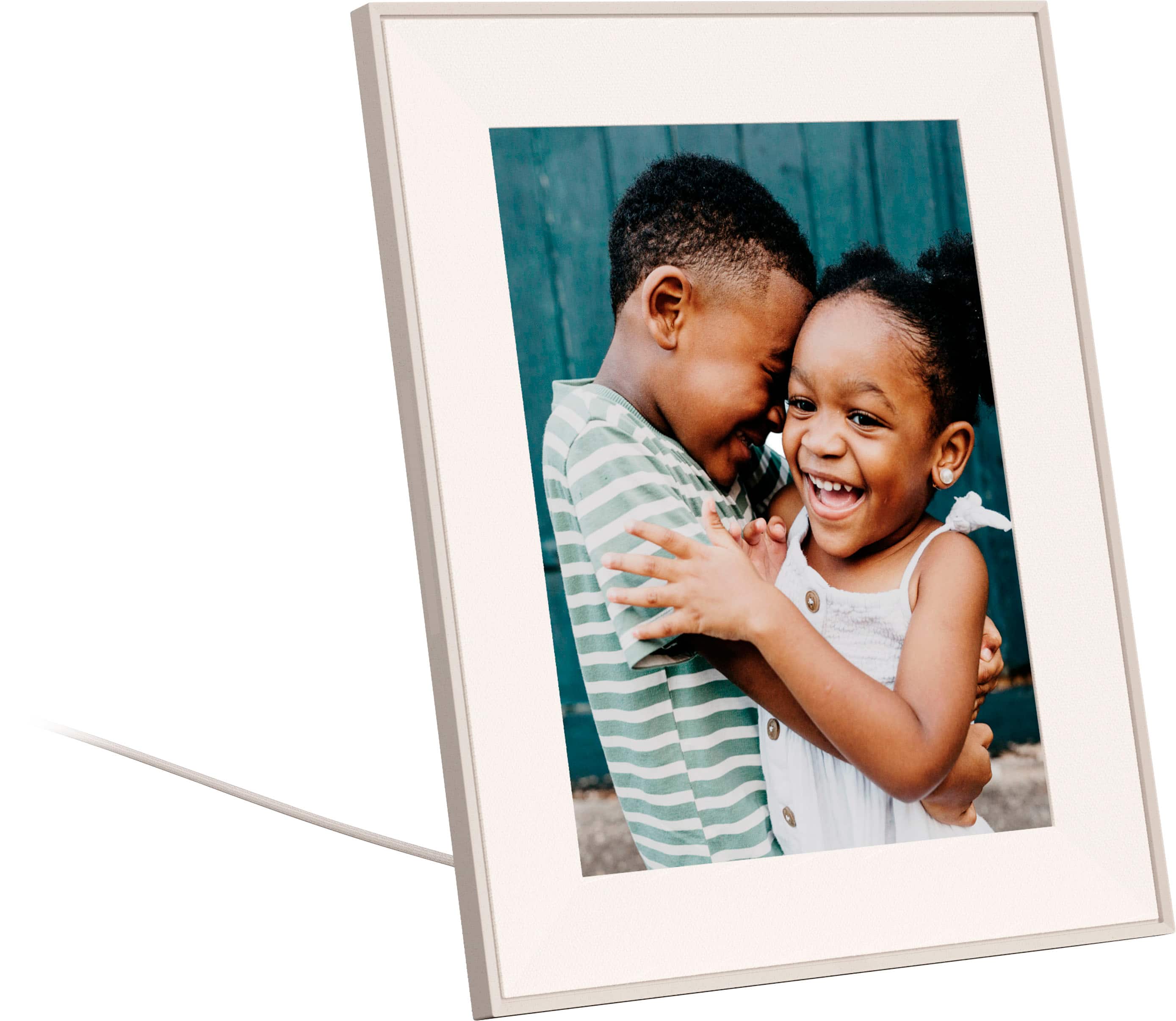 Angle. Aura Home - 12" HD Wifi Aspen Matted Clay- Digital Photo Frame by Aura - Matted Clay.