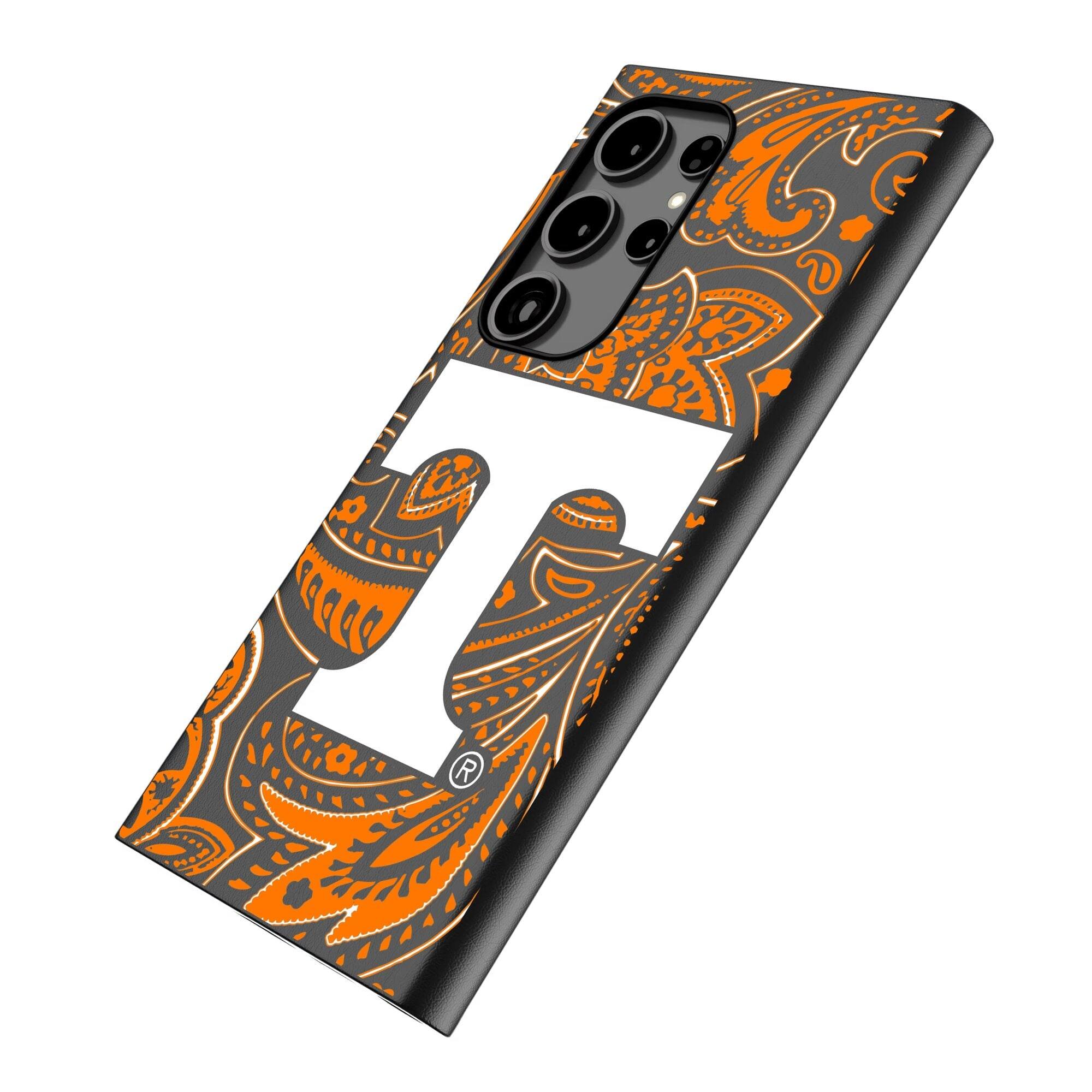Alt View 1. Keyscaper - Tennessee Volunteers Paisley Galaxy Magnetic Bump Case - S25 Ultra - Black.
