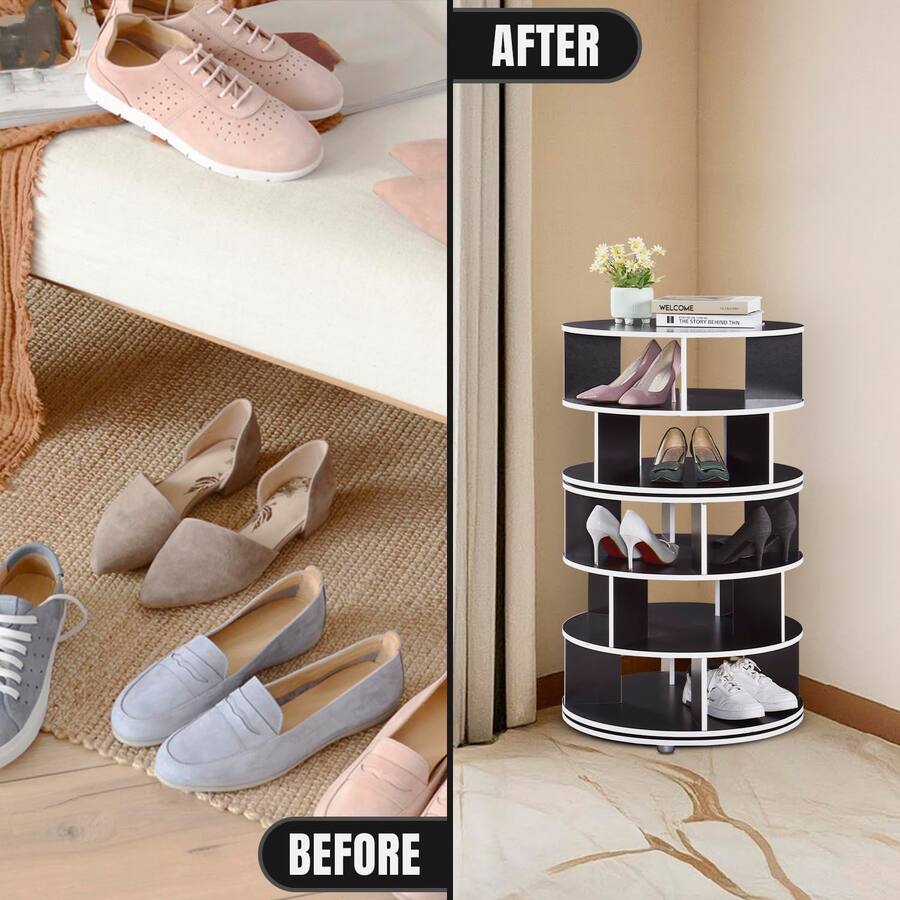 Kings Brand Furniture 5 Tier Rotating Shoe Rack, 360° Revolving Lazy ...
